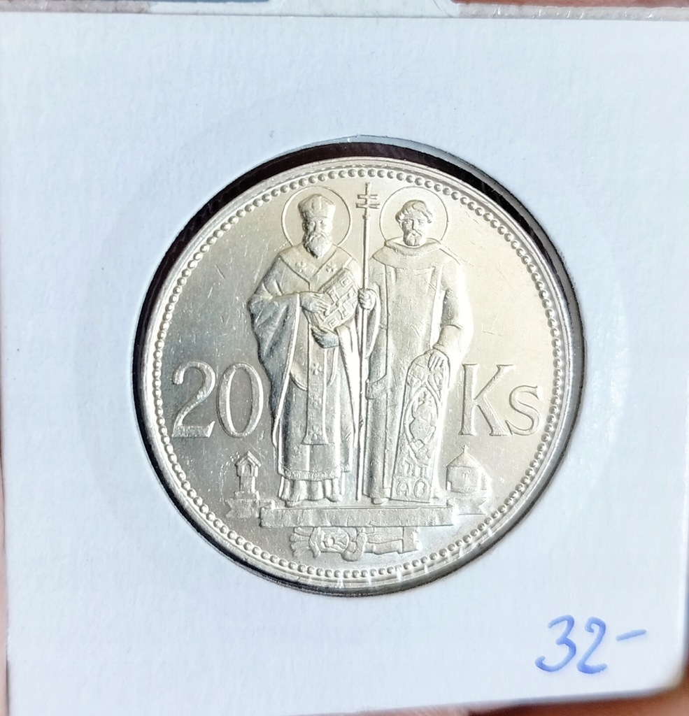 Słowacja 20 koron 1941 srebro piękna okołomennicza