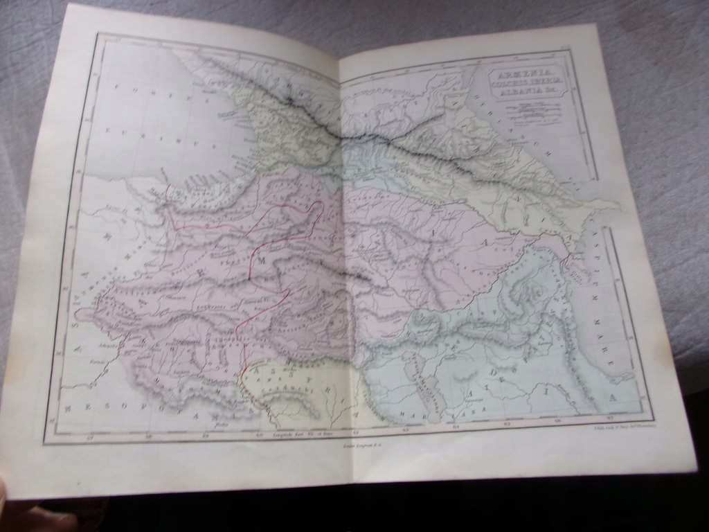 kolorowa mapa STAROŻYTNA ARMENIA IBERIA ALBANIA 29 x 23 cm 1840