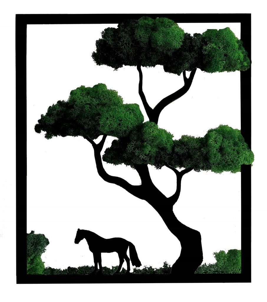 Obraz dekor z mchem chrobotkiem koń konik 35x40 cm