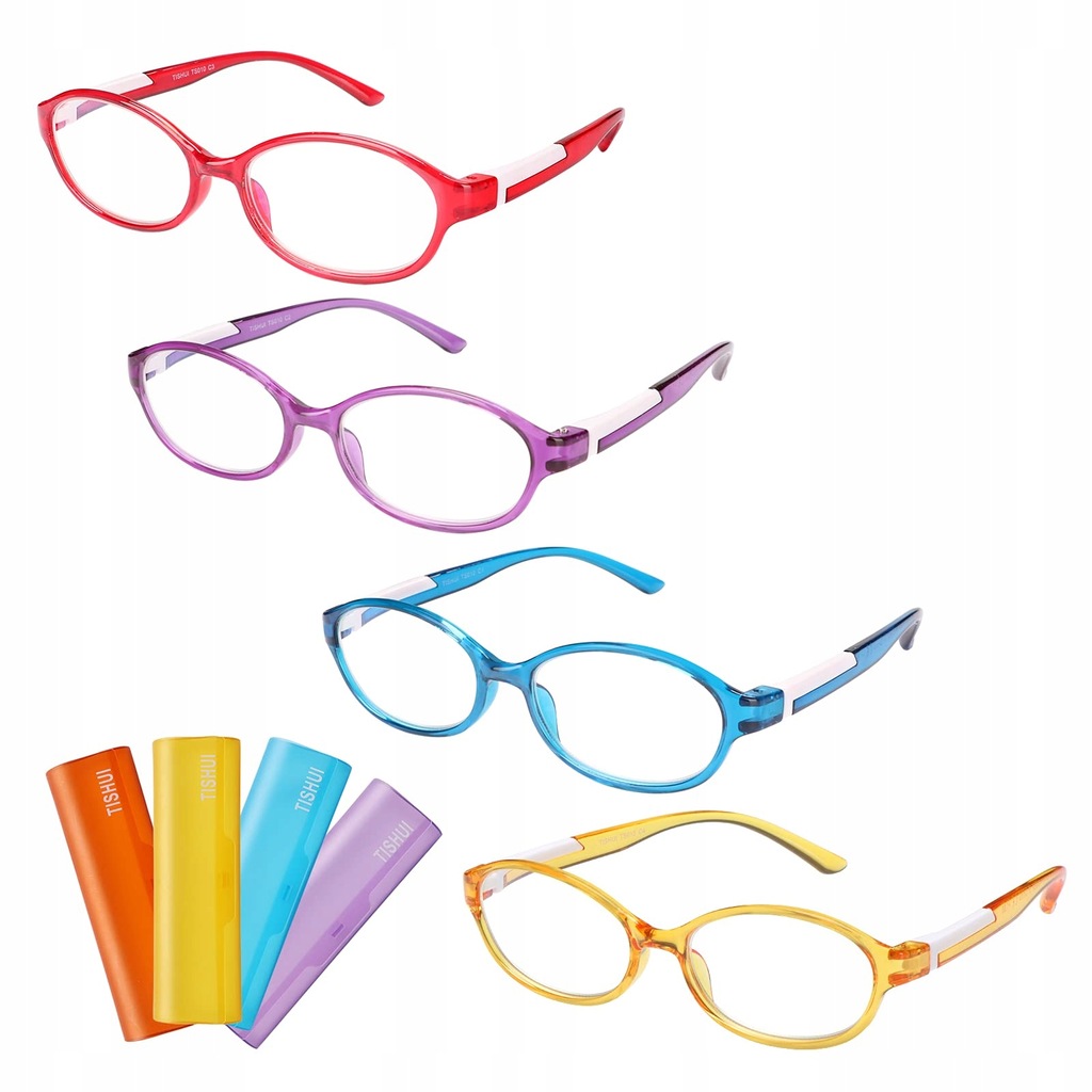 Okrągłe okulary do czytania dla kobiet z pokrowcami plus 1 50 4szt