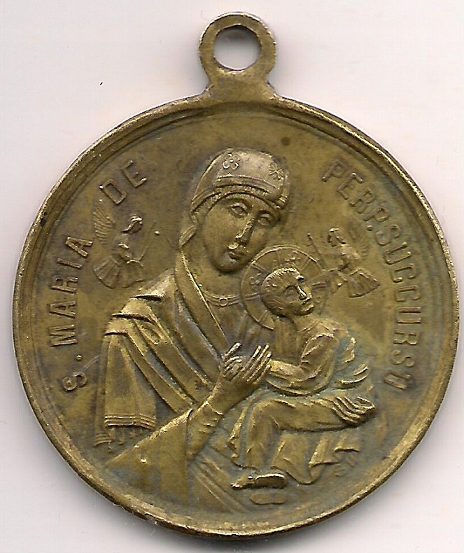 Medalik z Matką Boską i św. Alfonsem od redemptor.