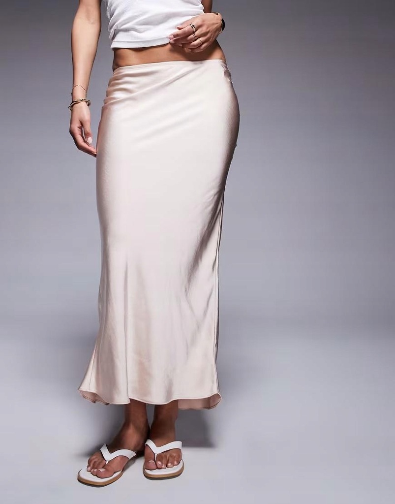 RIVER ISLAND SATYNOWA MAXI SPÓDNICA VOE LT6__L