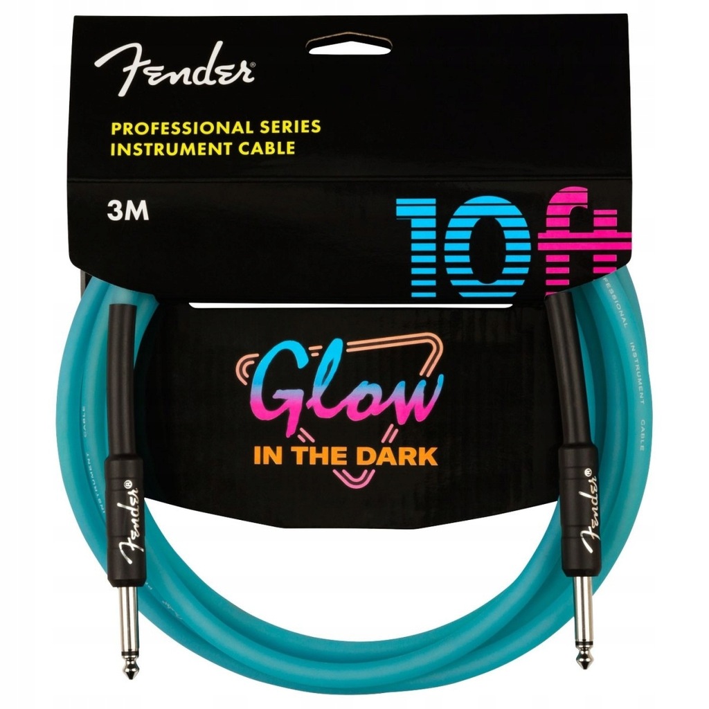 Fender Professional Glow in the Dark Cable 10' BLUE Kabel gitarowy 3m