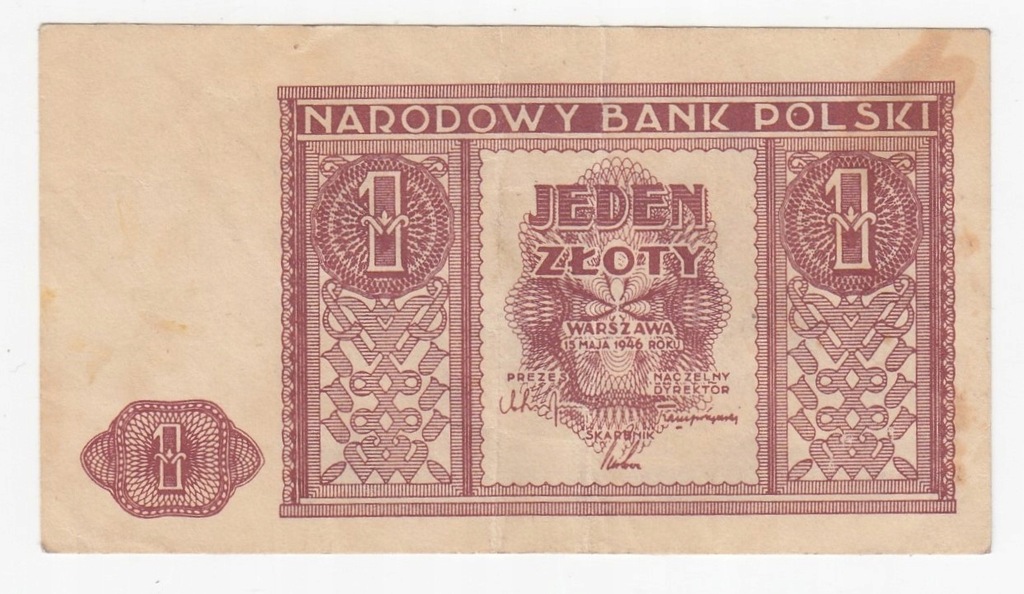 Banknot 1 zł 1946, st. 3