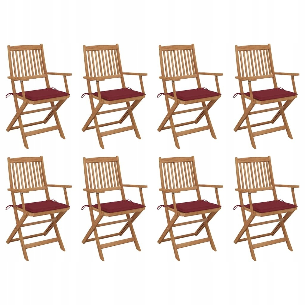 Składane krzesła ogrodowe z poduszkami, 8 szt., dr