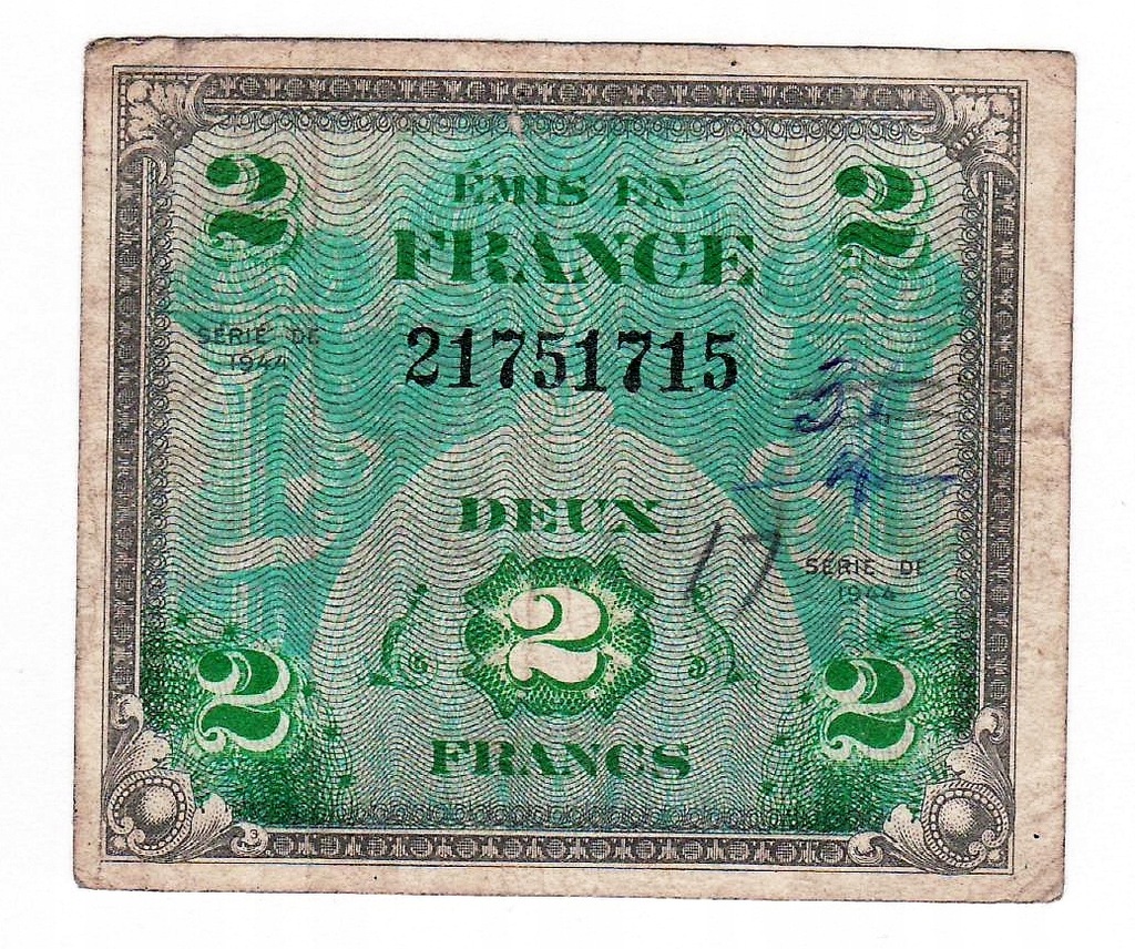 # Francja 2 franki (1944) F/VG /k9