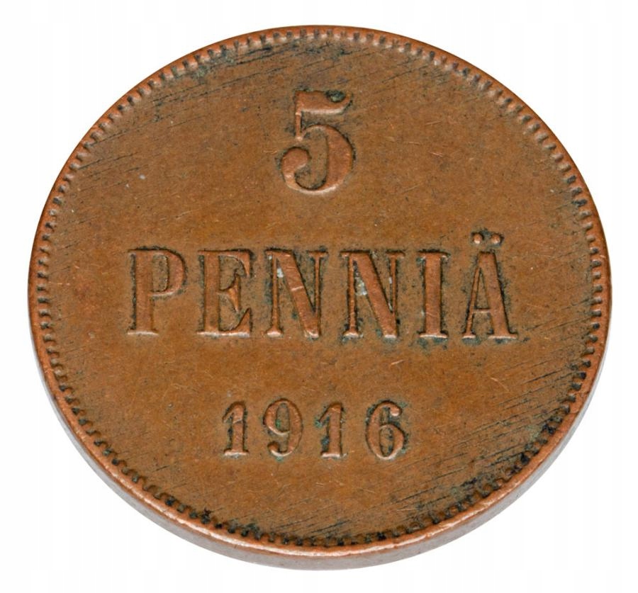 5 pennia 1916 Mikołaj okupacja rosyjska Helsinki