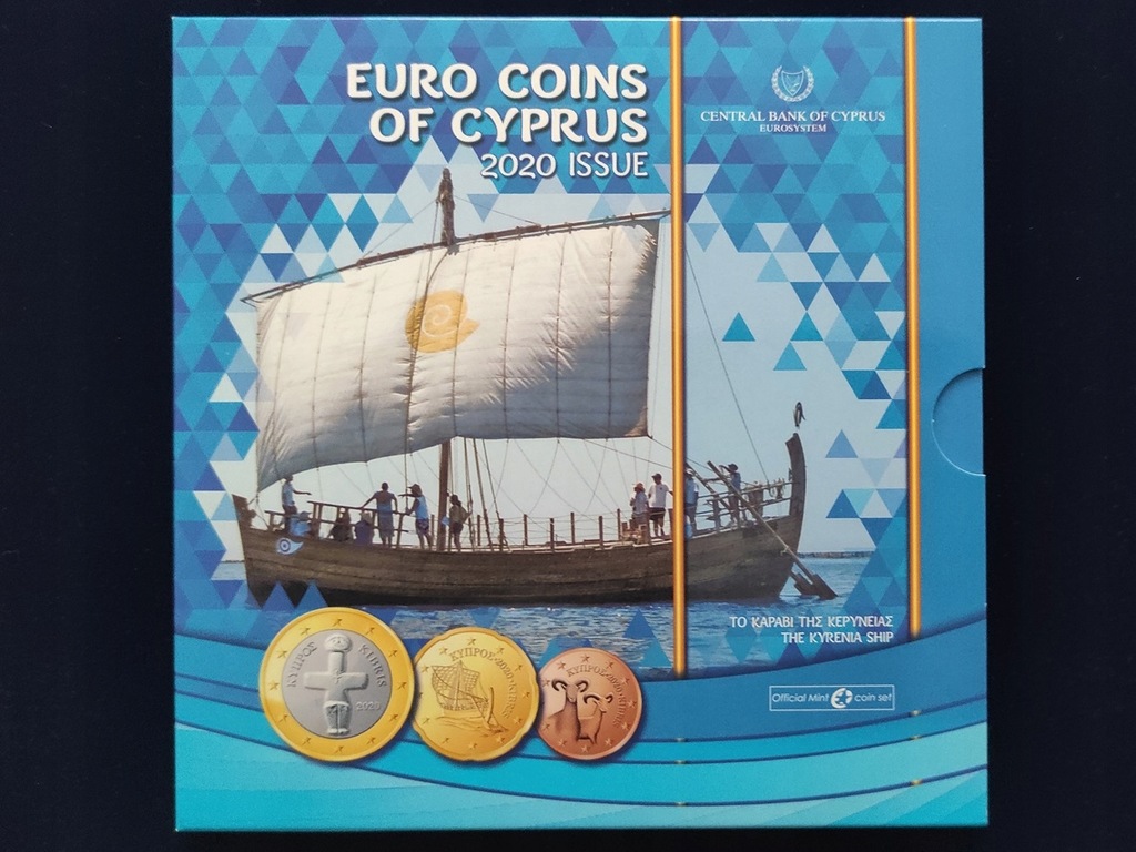 Oficjalny zestaw monet KMS Cypr 2020, Statek Kyrenia - od 1 centa do 2 €