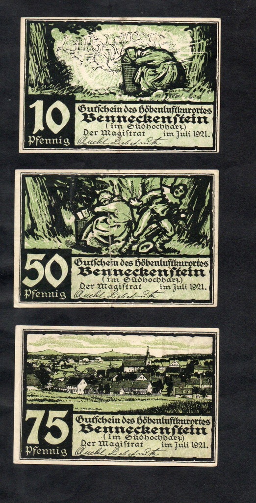 KOLEKCJA NIEMCY -- BENNECKENSTEIN -- 1921 rok, 3 sztuki