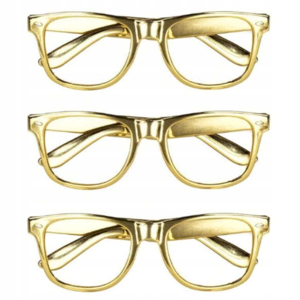 okulary IMPREZOWE złote metaliczne FOTOBUDKA x3