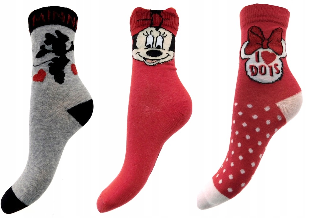 DISNEY MYSZKA MINNIE ZESTAW 3-PAK SKARPETKI 27-30