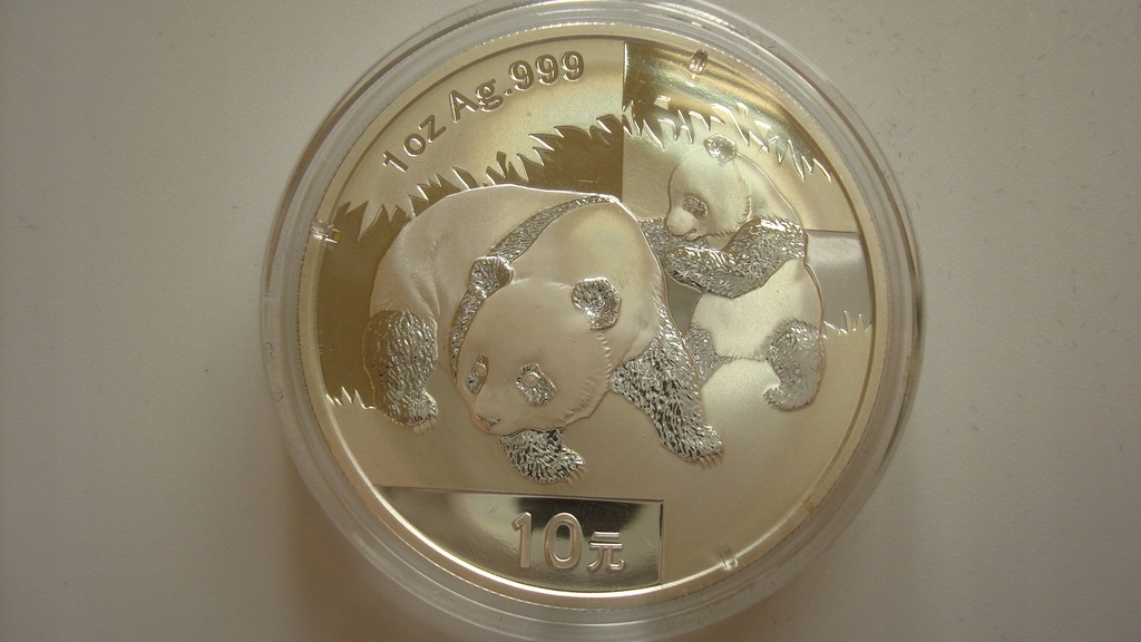 Moneta 10 yuan Chiny 2008 Panda srebro 1 oz