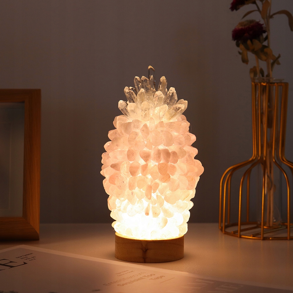 Kwarc różowy lampa kryształowa USB światło nocne