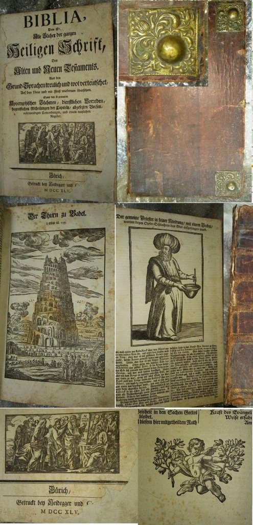 Biblia z 1745 r. wyd. w Zurychu, liczne drzeworyty