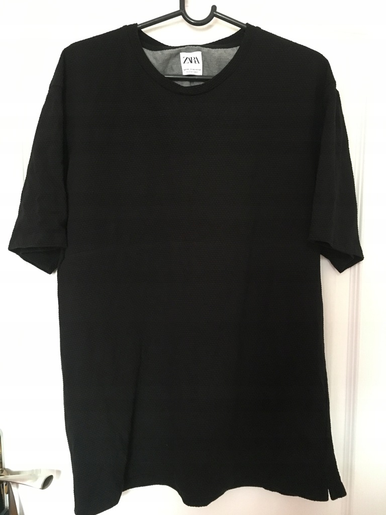 T-SHIRT XL ZARA koszulka czarna pikowana