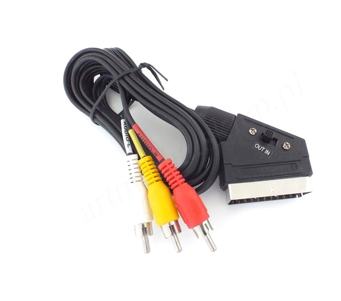 przyłącze kabel SCART EURO - 3 x RCA CHINCH 1,5m ~