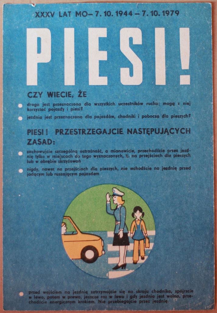 Ulotka MO PRL 1979r. PIESI NA DRODZE