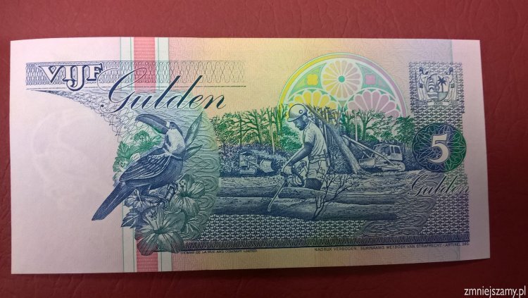 Surinam - 5 guldenów prosto z paczki bankowej