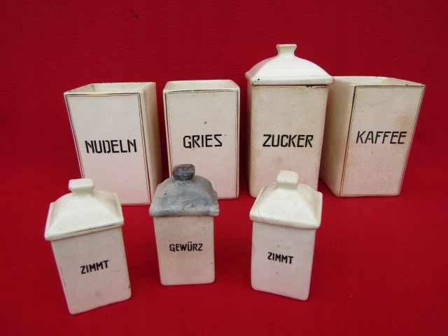 FAJANS STARE POJEMNIKI KUCHENNE KAWA ,RYŻ MAKARON CUKIER