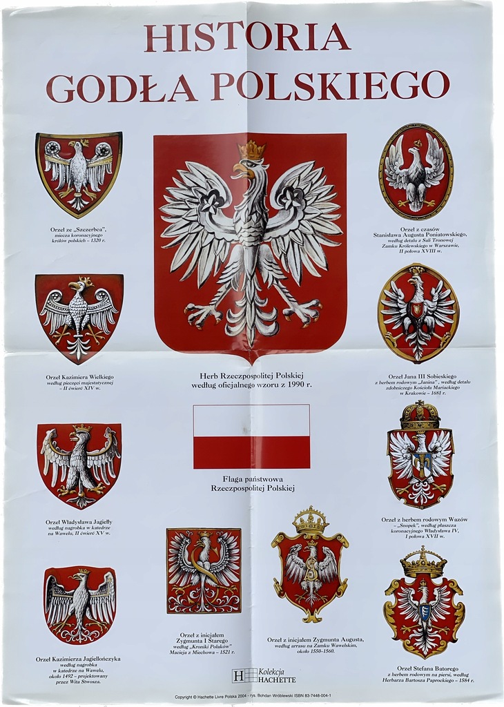 DUŻY PLAKAT edukacyjny historia godła polskiego