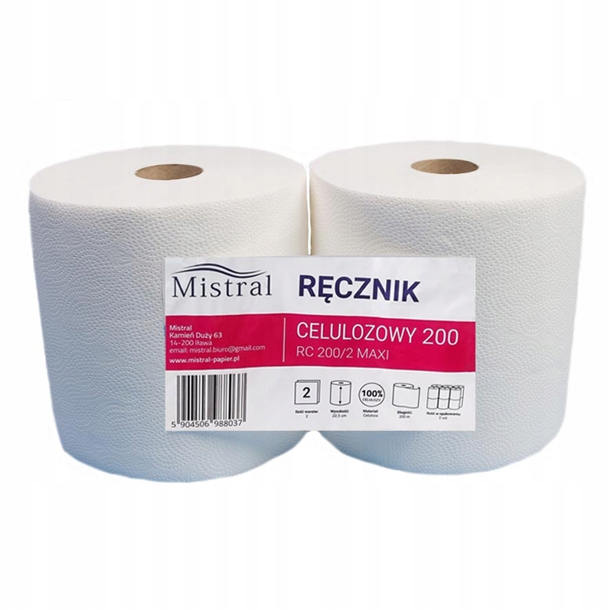 Ręcznik papierowy 200m, ręcznik celulozowy 2x 200m