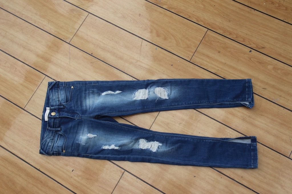 NAME IT spodnie jeansowe rurki dziury łaty 128