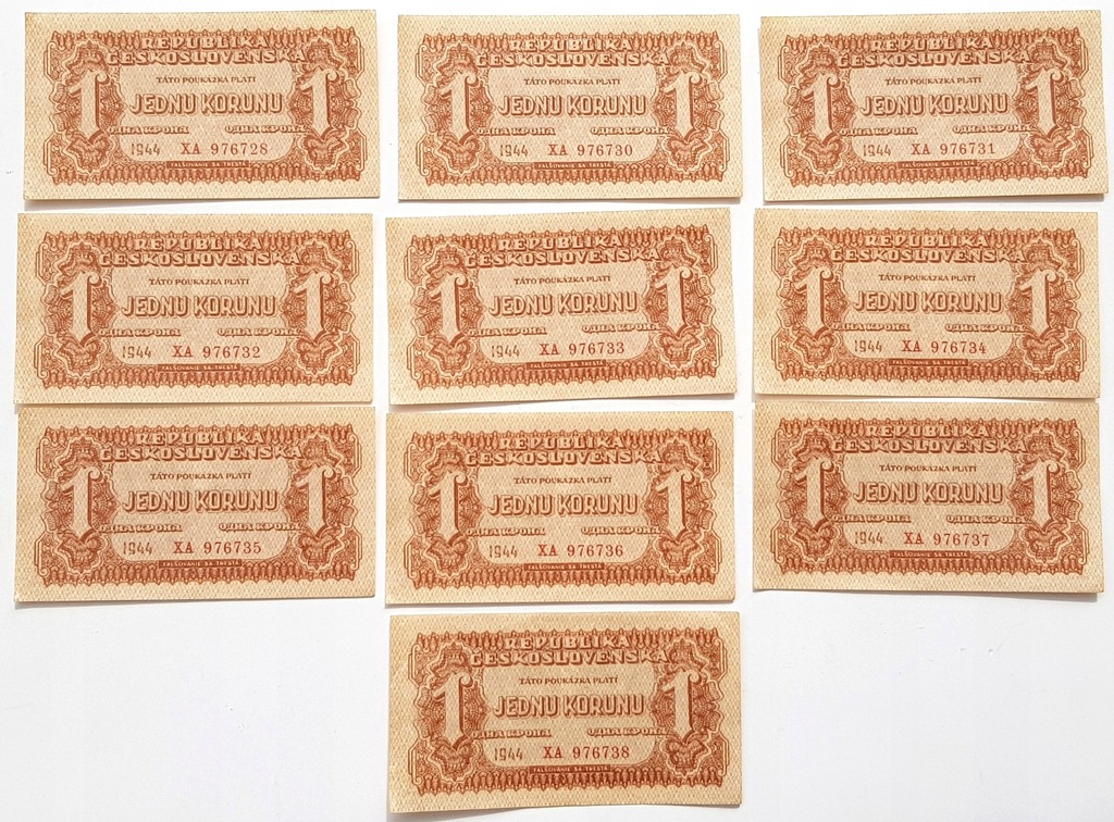 1 korona 1944 x 10 numerów po kolei