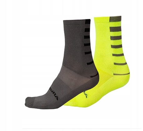 Skarpety Endura Coolmax Stripe Socks Hi-Viz Yellow (2 pary) - S/M (37-42)