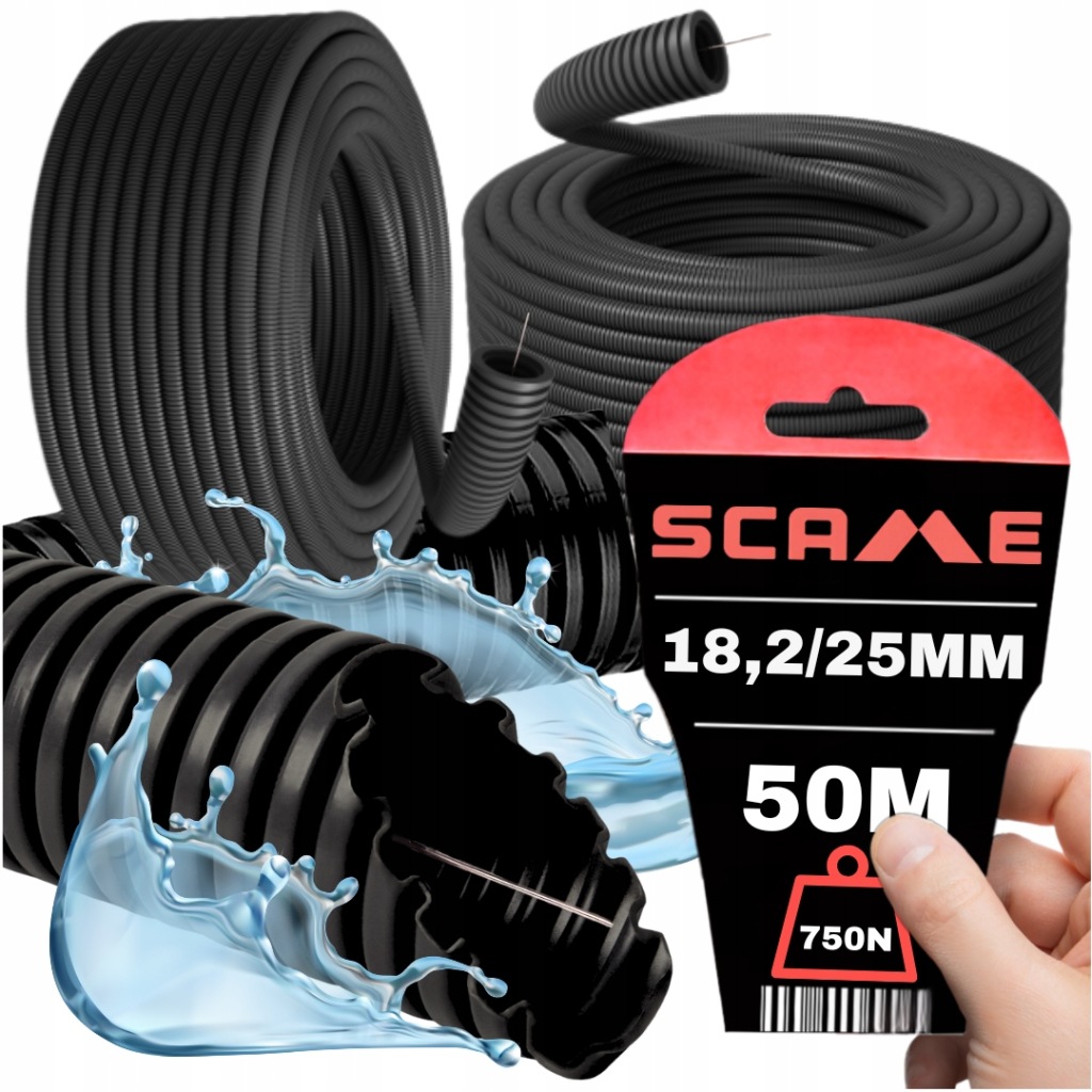 PESZEL DO KABLI RURA KARBOWANA Z PILOTEM PVC FI 25/18,2MM 750N 50M SCAME