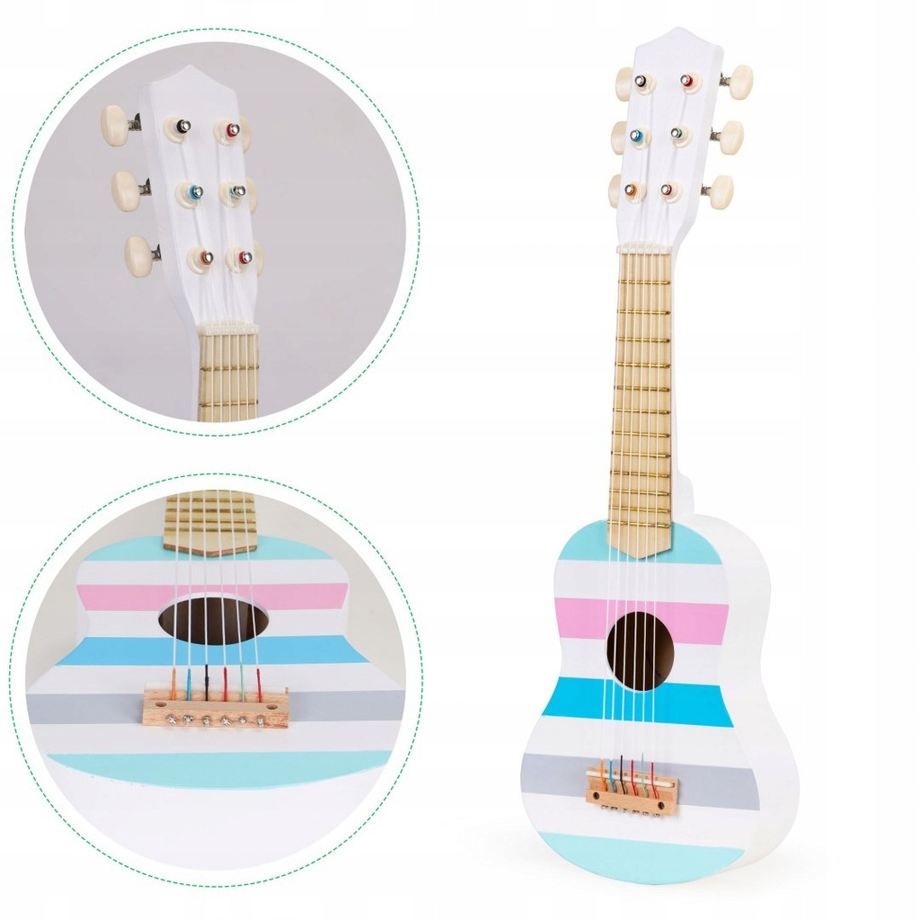 Gitara klasyczna drewniana dla dzieci - kolorowe p