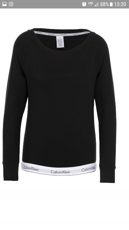 CALVIN KLEIN bialo-czarna bluza basic z gumą M/L