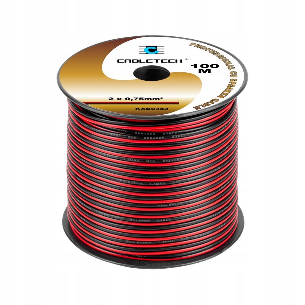 Kabel głośnikowy 0,75mm czarno-czerwony Cabletech