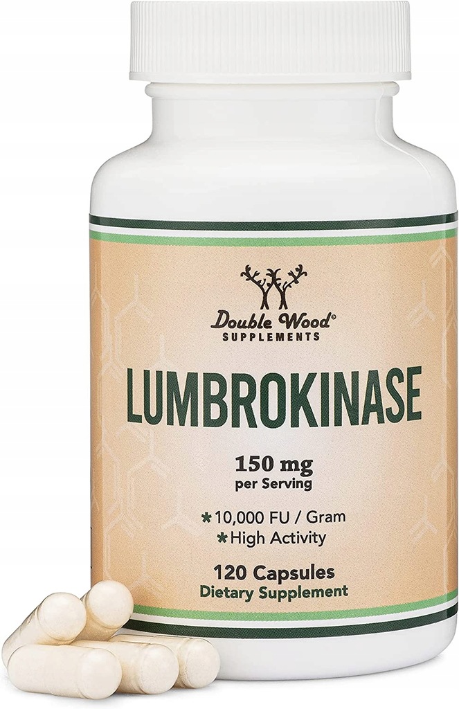 Double Wood Lumbrokinase 150 mg LUMBROKINAZA 120 kapsułek