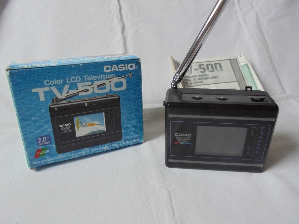CASIO ポータブルテレビ EV-500 Casio TV-500 telewizor przenośny 1988 r. BOX Japan