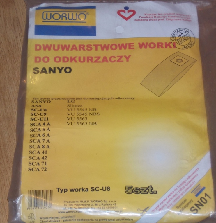 WORKI ODKURZACZA SANYO LG  SN01