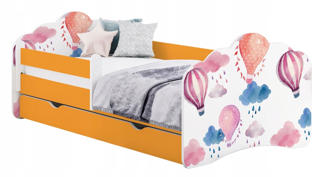 ŁÓŻKO ŁÓŻECZKO Z SZUFLADĄ MOBI 140/70-POMARAŃCZ