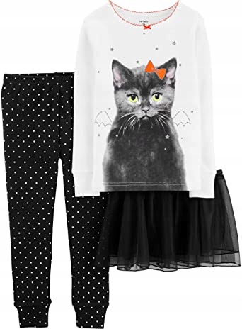CARTER'S piżamka halloween kotek spódniczka 12M 80