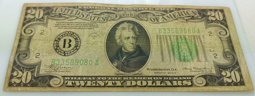 Banknot 20 dolarów, 1934 A