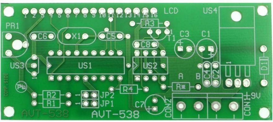 Alfanumeryczny wyświetlacz LCD, AVT538 PCB+