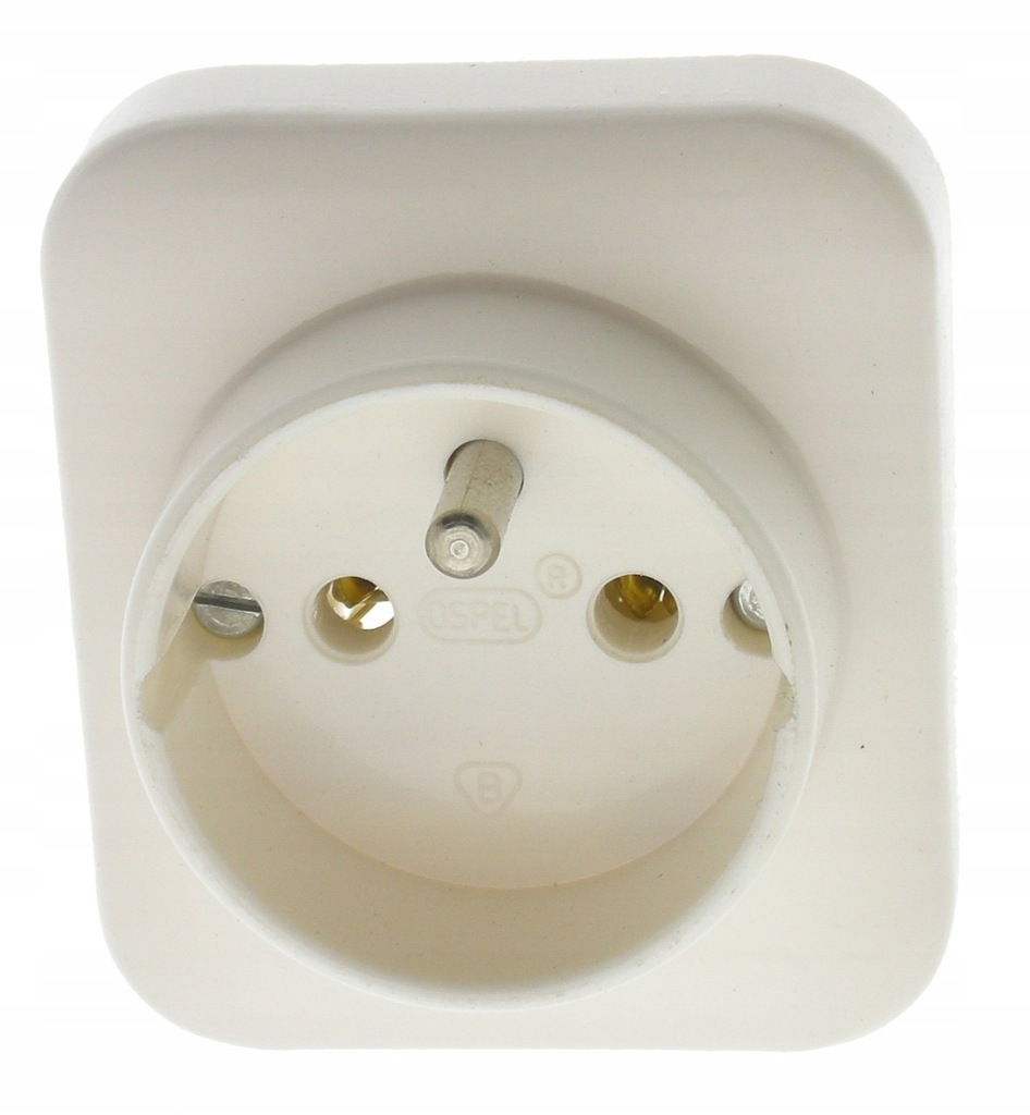 Ospel gniazdo pojedyncze z uziemieniem Pi białe