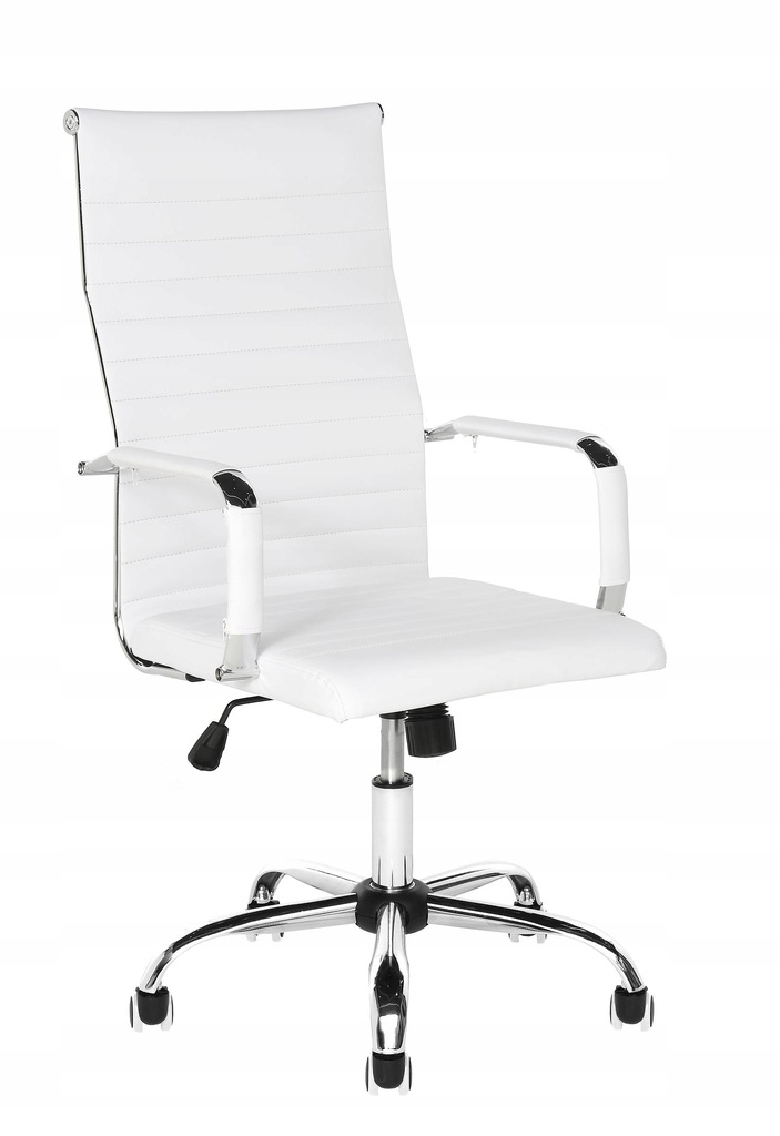 Fotel biurowy obrotowy PU biały miękkie siedzisko