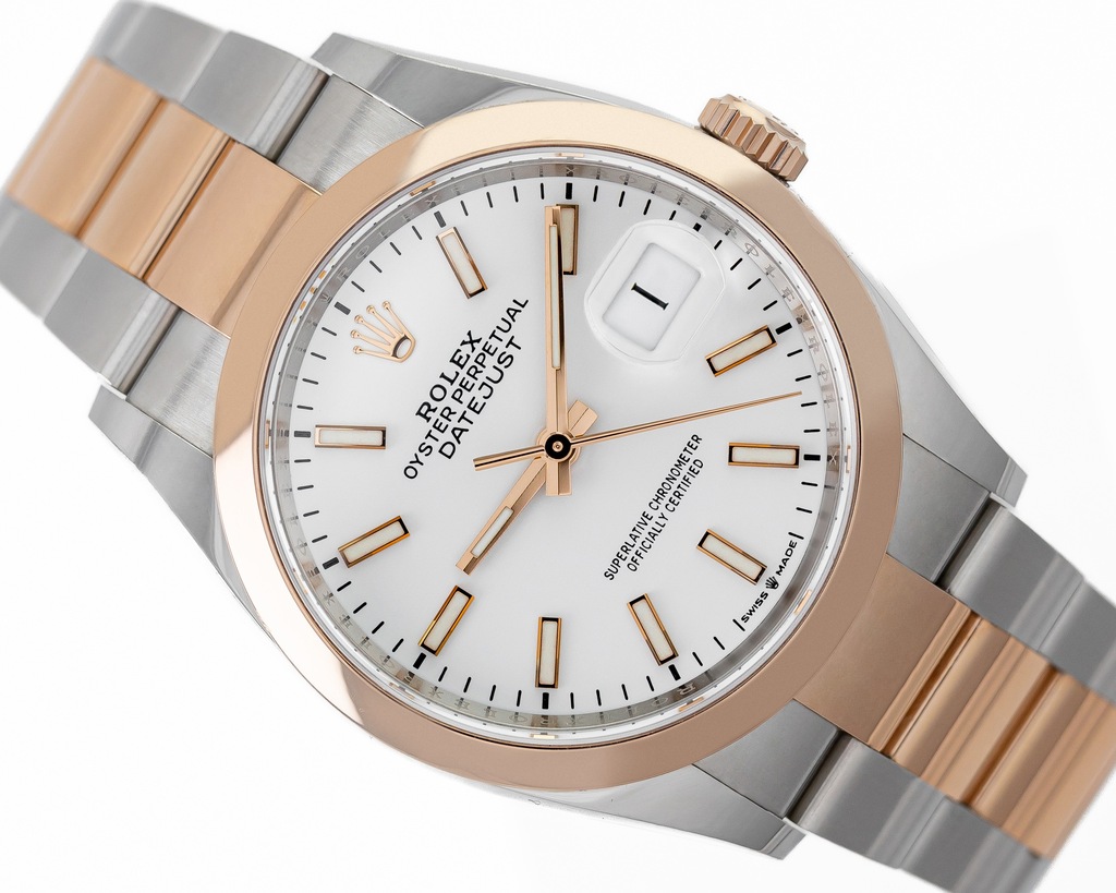 ROLEX DATEJUST 36 BICOLOR EVEROSE WHITE DIAL OYSTER REF. 126201 FULL SET