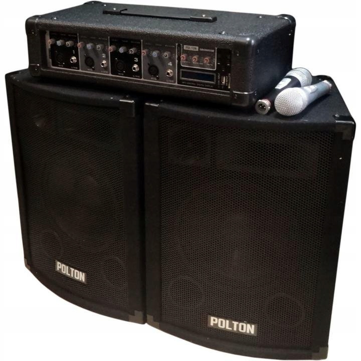 ZESTAW ESTRADOWY WZMACNIACZ KOLUMNY 2 MIKROFONY