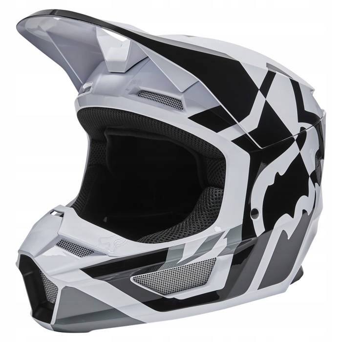 FOX V1 LUX BLACK/WHITE Kask enduro cross off-road