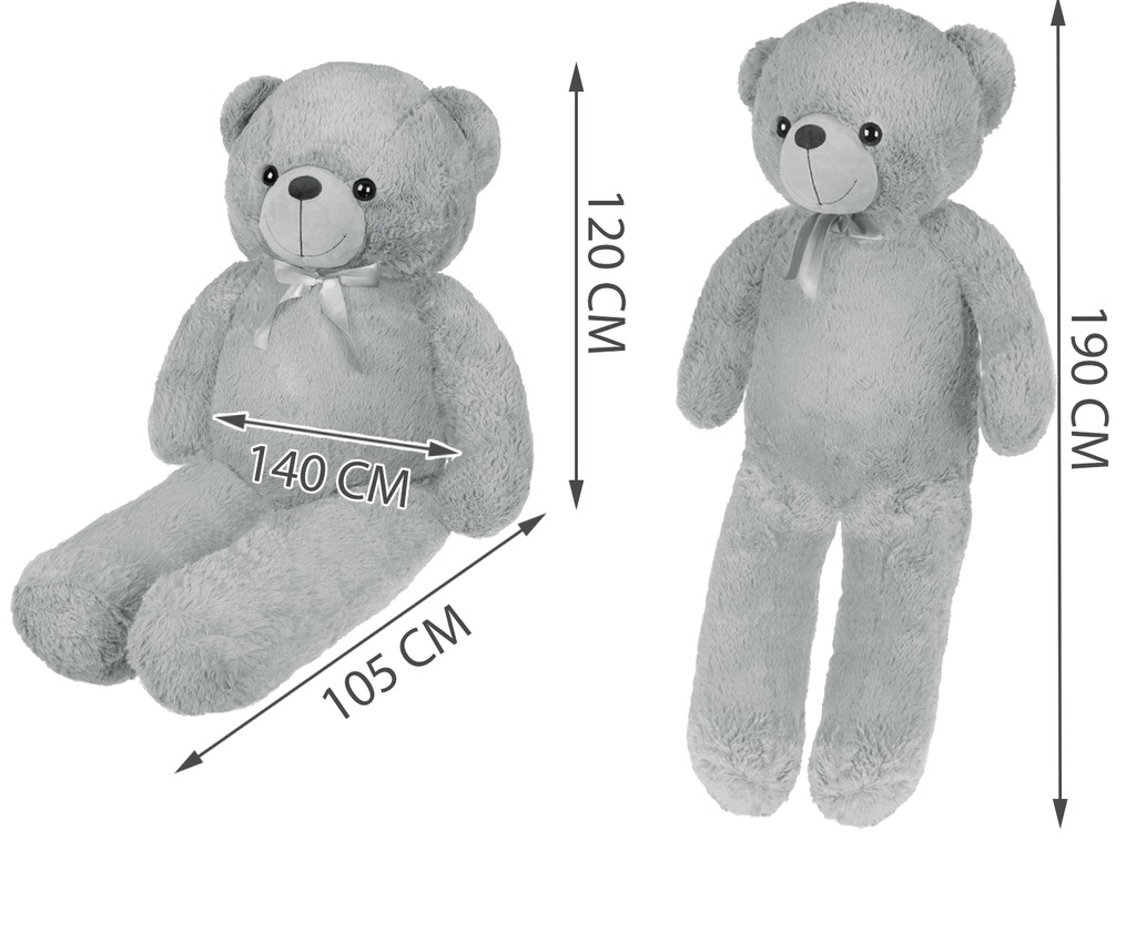 Купить Большой плюшевый мишка Teddy Bear 190 см, гигантский XXL, серый плюш: отзывы, фото, характеристики в интерне-магазине Aredi.ru