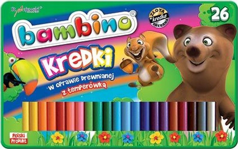 KREDKI BAMBINO W OPRAWIE DREWNIANEJ Z TEMPERÓWK