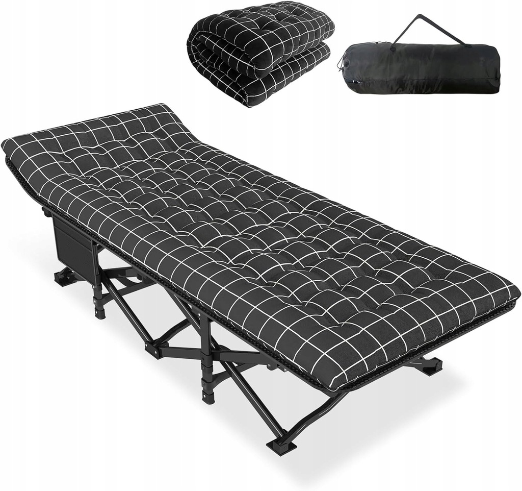 Łóżko z materacem Atorpok do 200kg 190 cm x 68,5 cm czarny