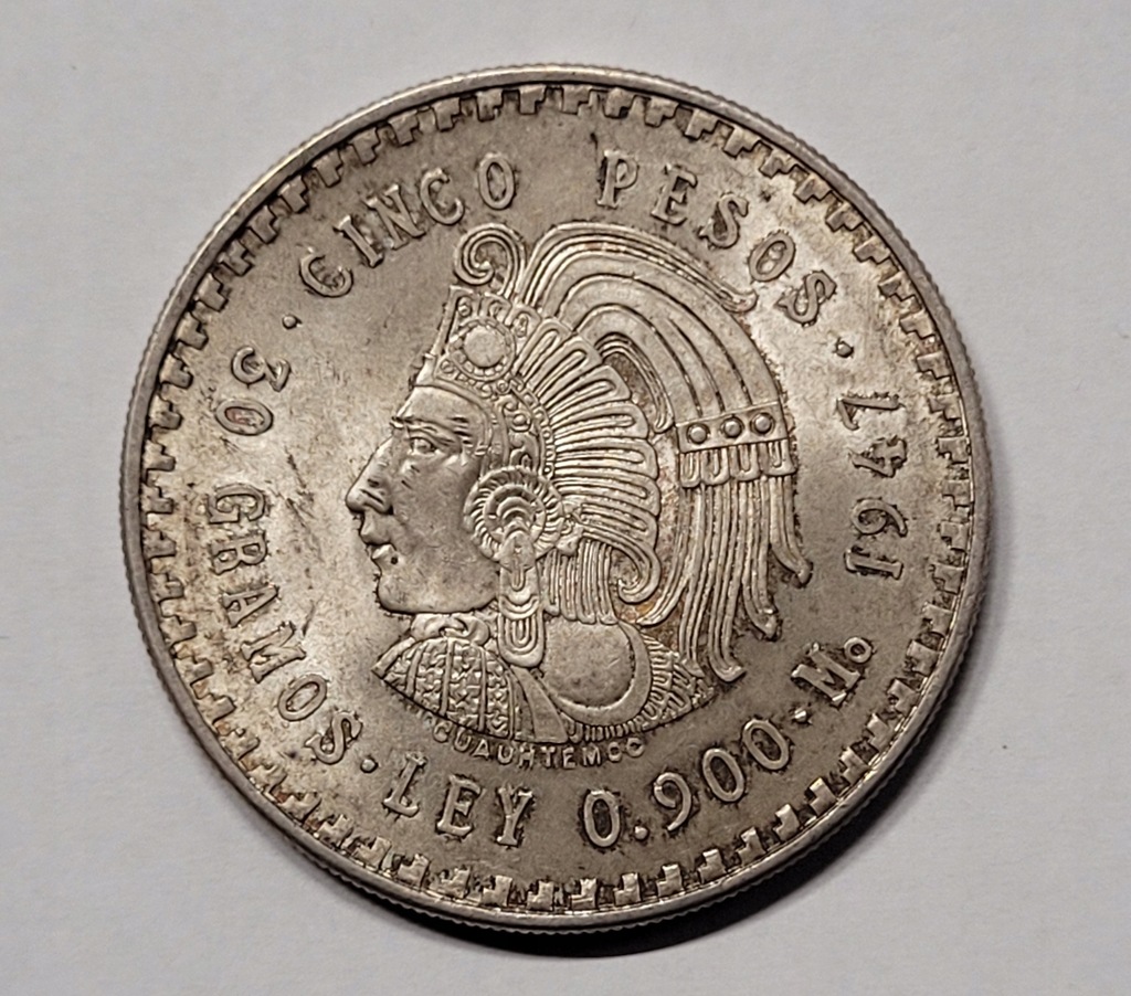 Moneta srebrna MEKSYK pesety PIĘKNY STAN (32)