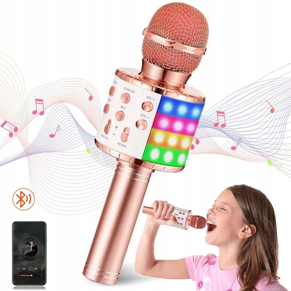MIKROFON KARAOKE BLUETOOTH BEZPRZEWODOWY DLA DZIECI GŁOŚNIK IMPREZA USB