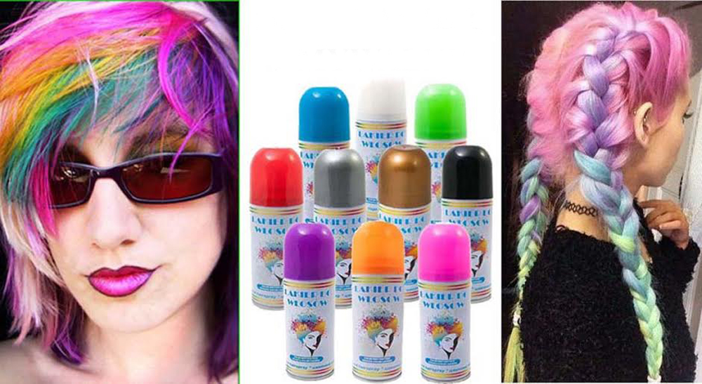 ZMYWALNY SPRAY LAKIER do Włosów farba 6 KOLORÓW - 6605579485